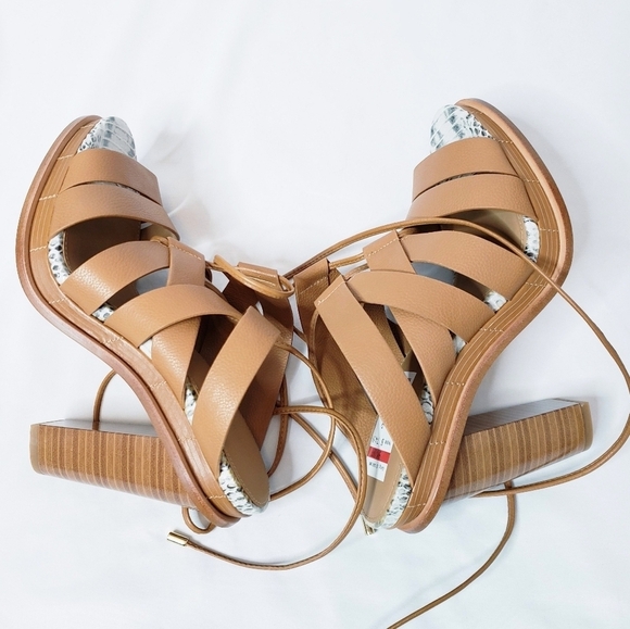 NIB Calvin Klein Panelope Toscana Strappy Sandals Lace Up Heels - Picture 4 of 12